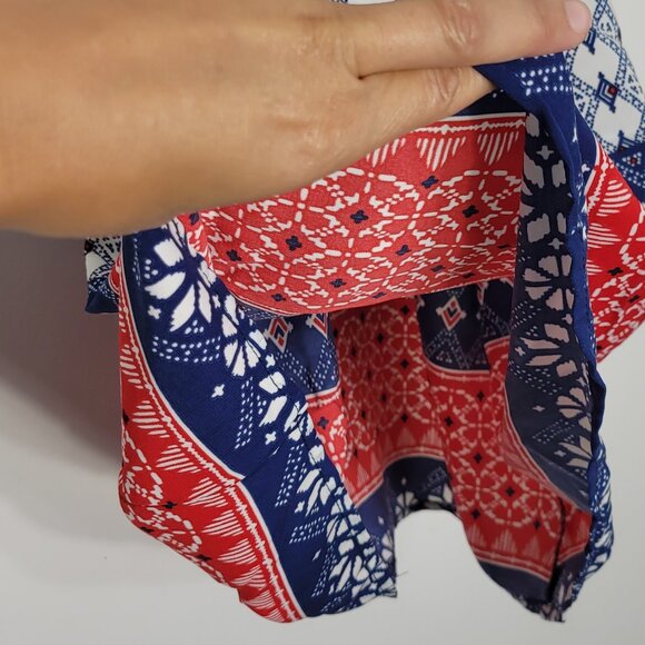 Papaya Women's Blue White & Red Geometric Print Sleeveless Spaghetti Top Dress - Picture 4 of 8